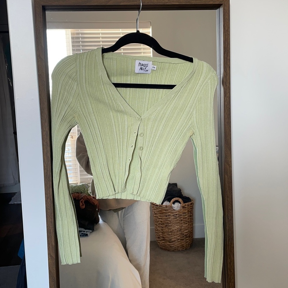 Princess Polly Green Button Down Sweater S/M